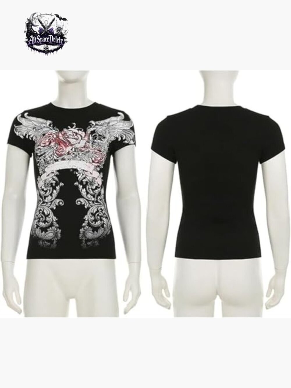 Vintage Graphic Tee V-Neck Short Sleeve Crop Top Polyester Regular Fit - Picture 7 of 7
